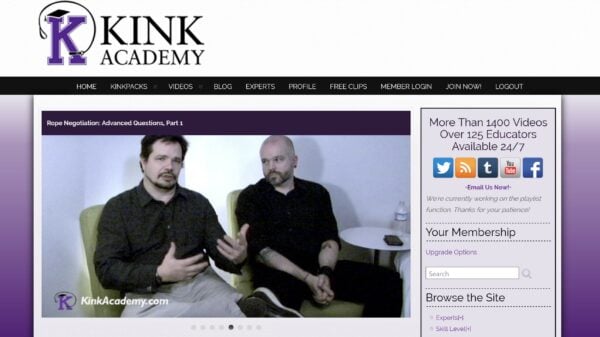A screenshot of a page on the Kink Academy website