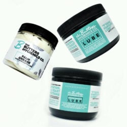 Jars of Butterslube: a line of vegan hand-crafted lubes and massage oils. 