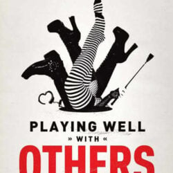 An image with upside down legs coming out of a hole with the words "Playing well with others"