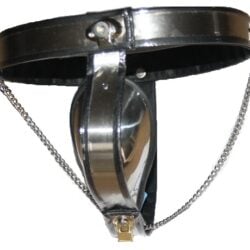 Male chastity belt made of steel with locking chains
