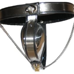 Male chastity belt made of steel with locking chains